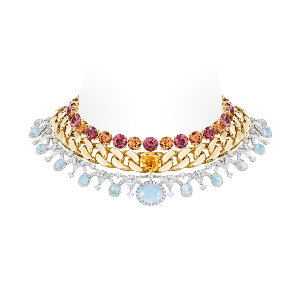 LOUIS VUITTON collier Rupture zircons opales et diamants