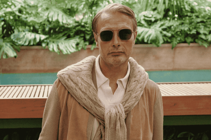 Zegna campaign poolside Mads Mikkelsen Scaled