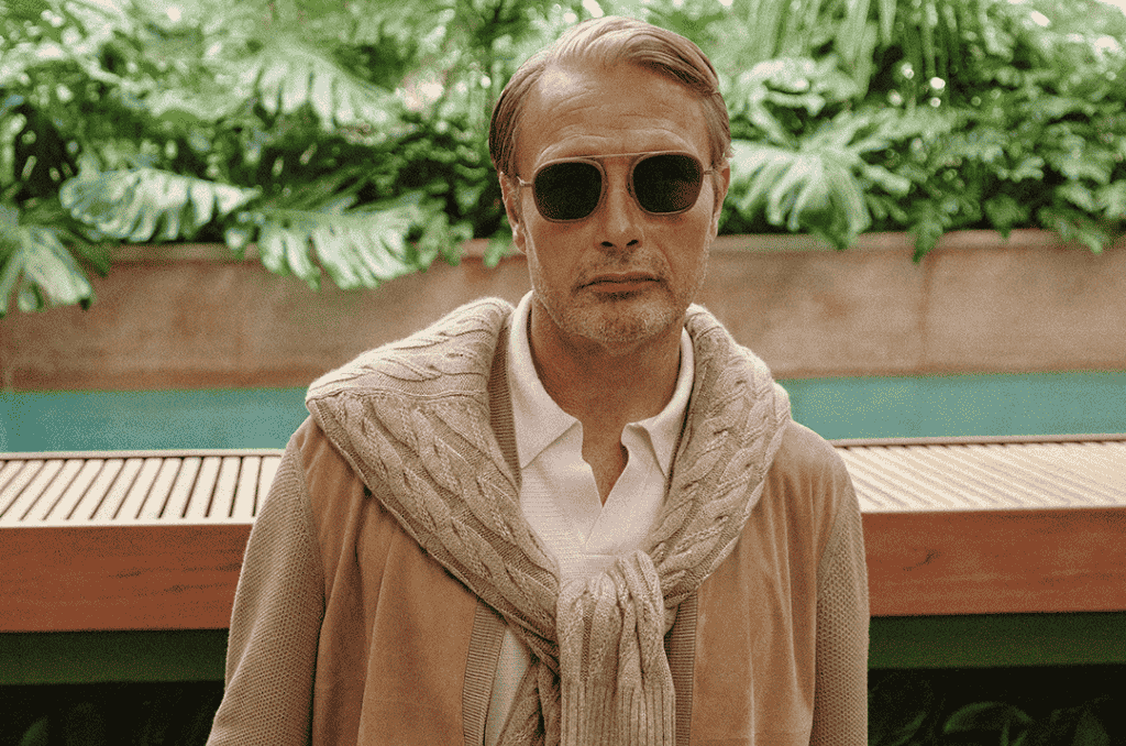 Zegna campaign poolside Mads Mikkelsen Scaled