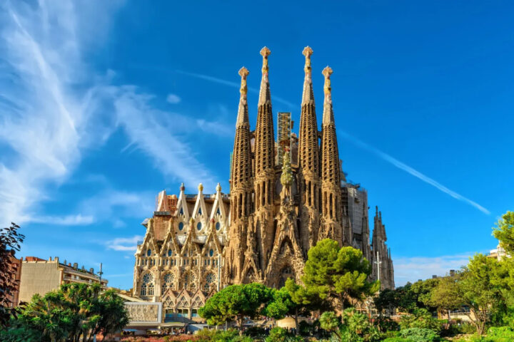 Nativity facade Sagrada Familia cathedral Barcelona Spain 1536x1024